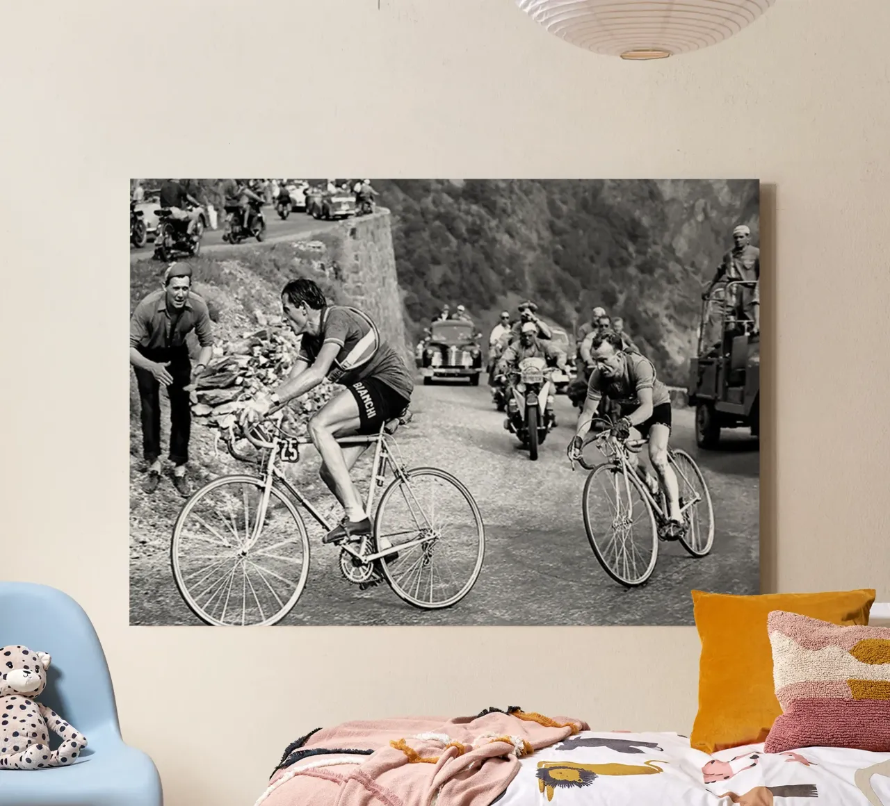 Tour de France Nero Bianco Stampa tela con Cornice a cassetta da Classicprint