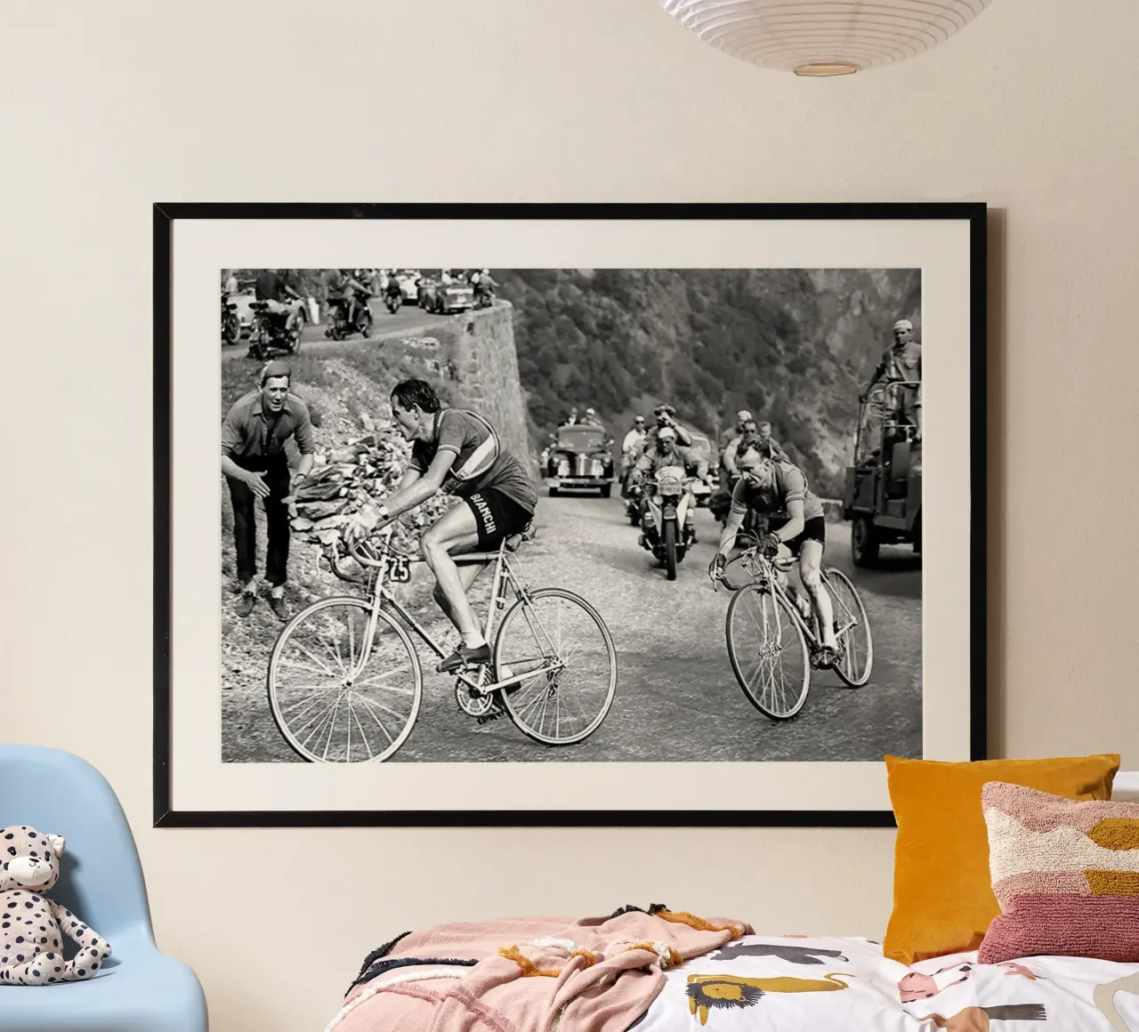 Tour de France Nero Bianco Stampa poster con telaio in alluminio da Classicprint