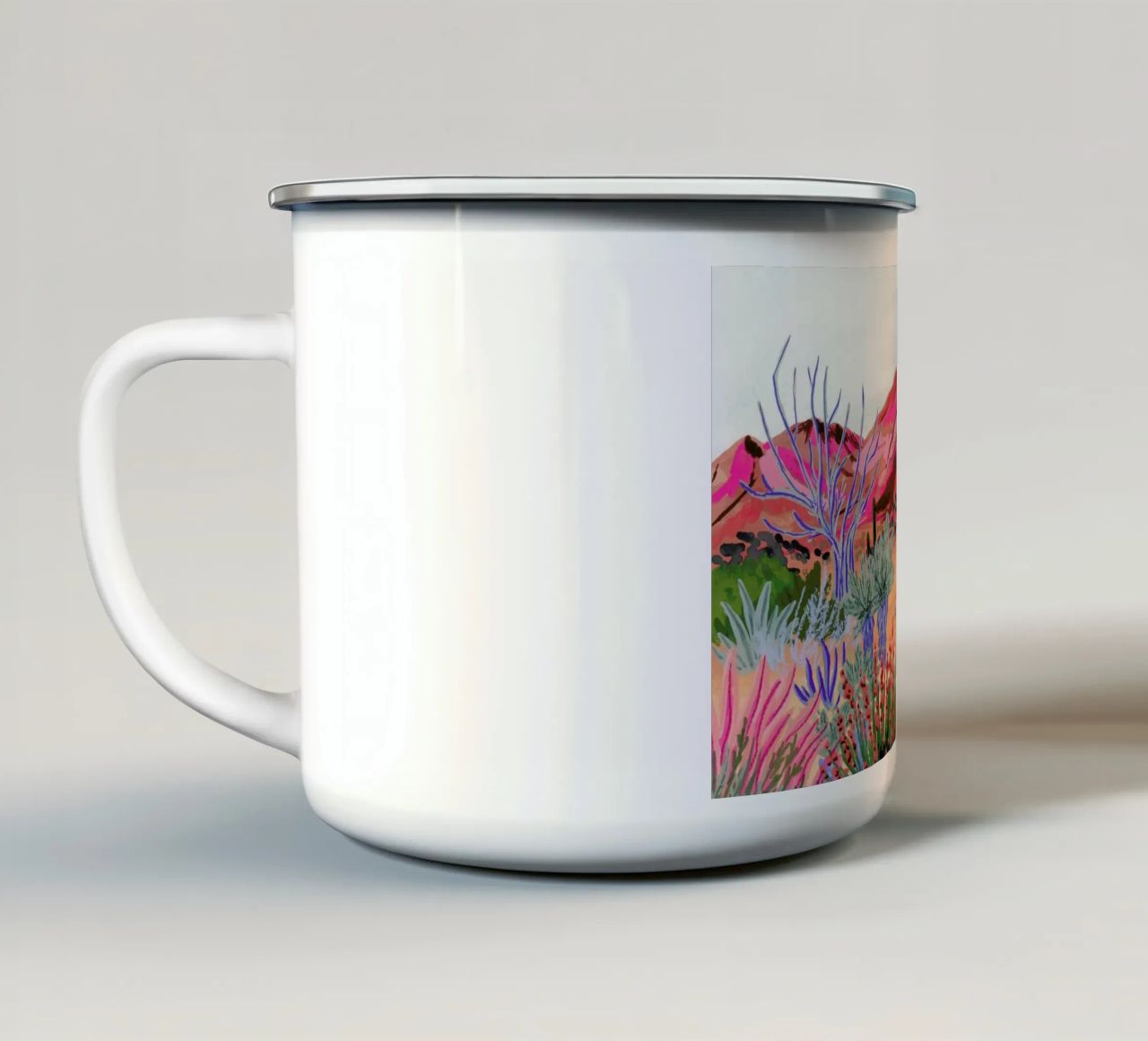 Bright Desert tazza in smalto da Sarah Gesek
