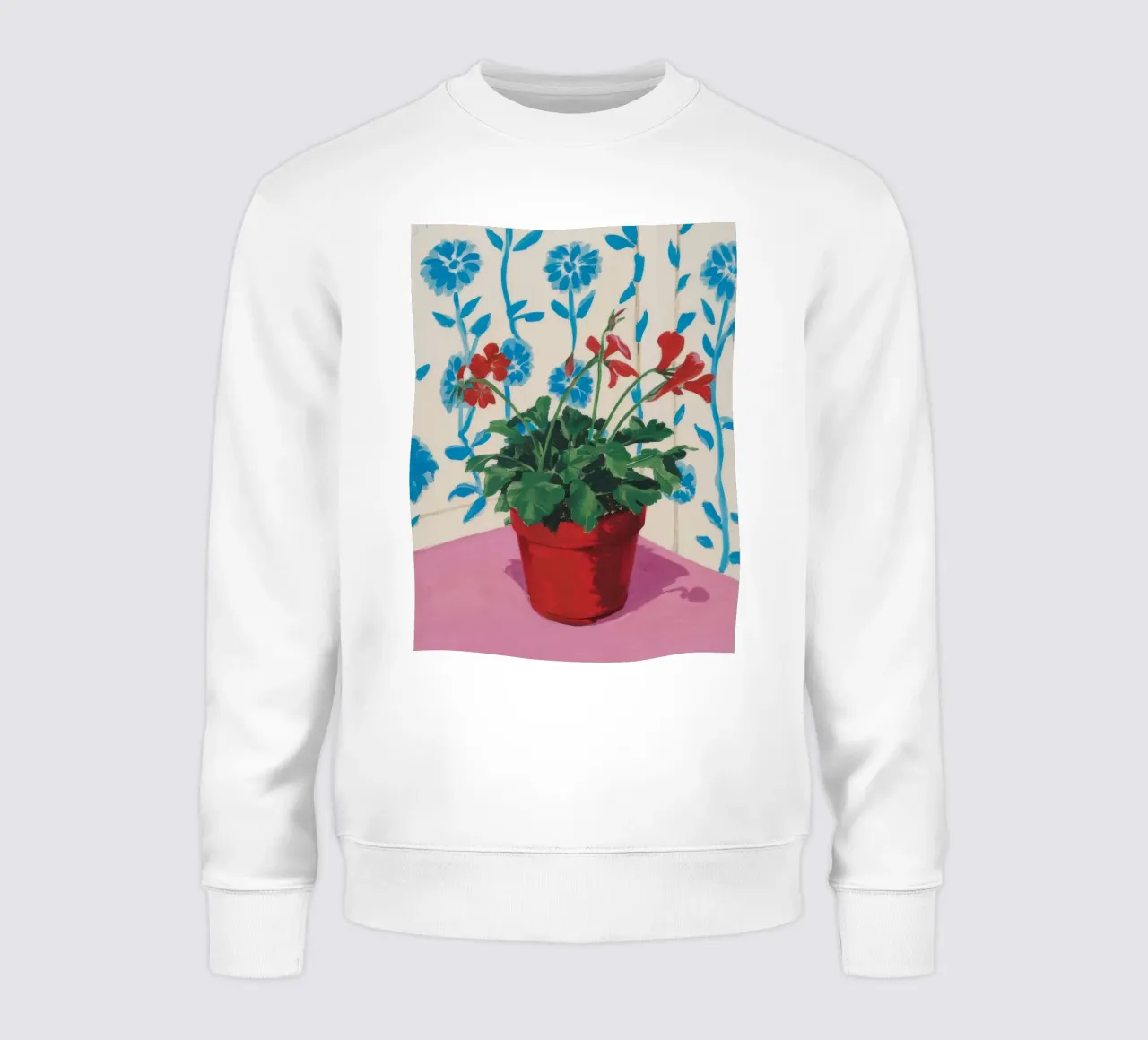Vaso rosso Fiori blu felpa da Muse Artworks