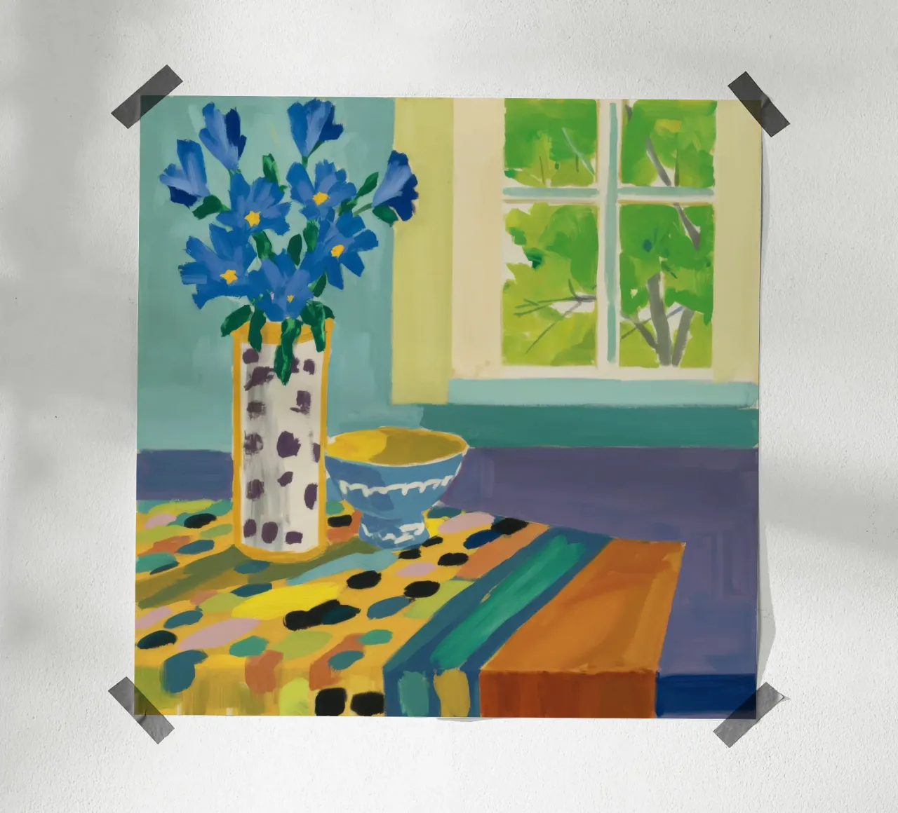 Blue Vase Window View Poster von Stone Decade
