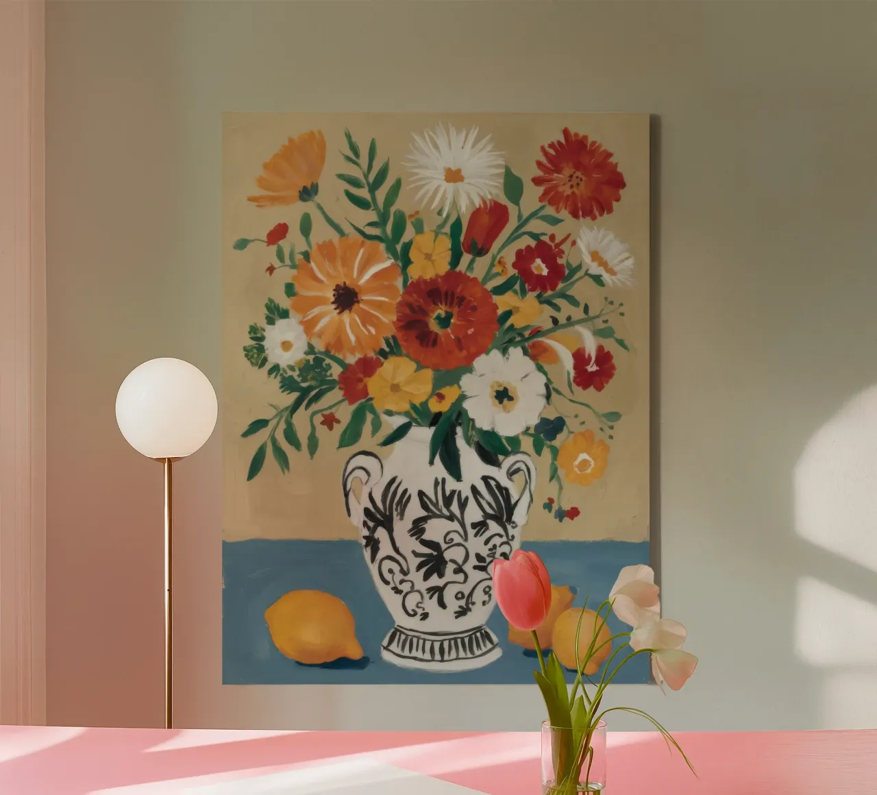 Chinoiserie Vaas Overvloed canvas met Baklijst van Stone Decade