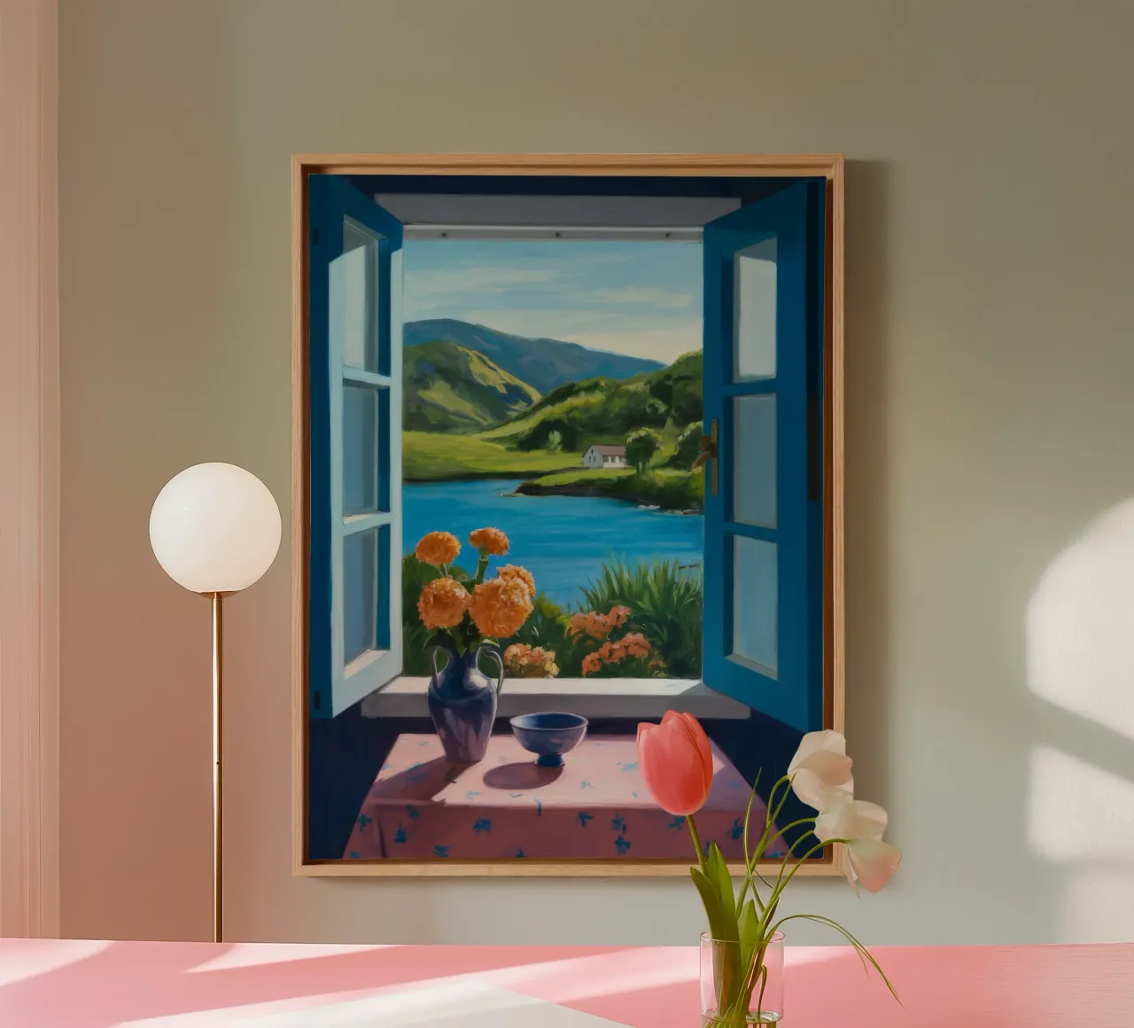 Vase on Window Sill canvas with Floater frame by FadeAura