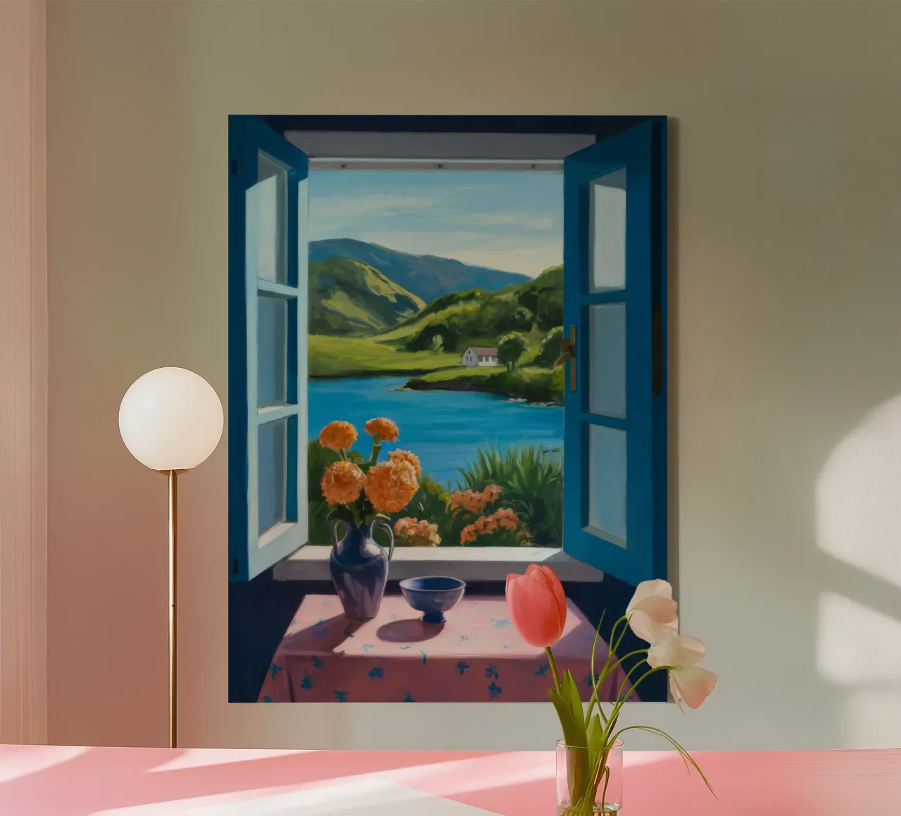 Vase on Window Sill canvas with Floater frame by FadeAura