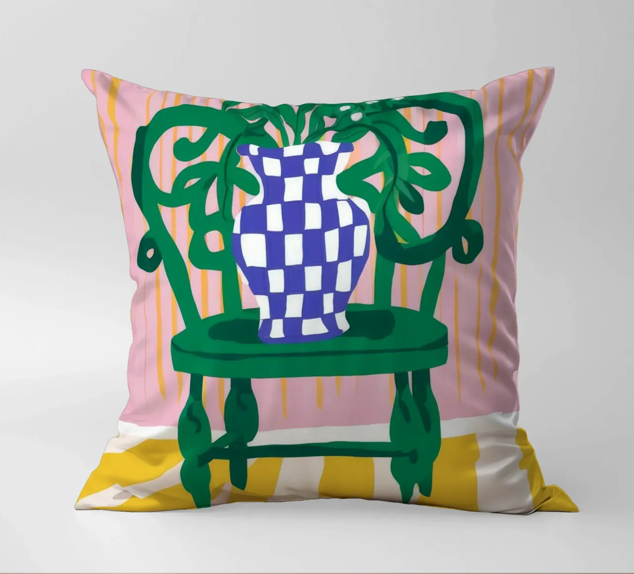 Sedia verde Daisy Dreams cuscino da Muse Artworks