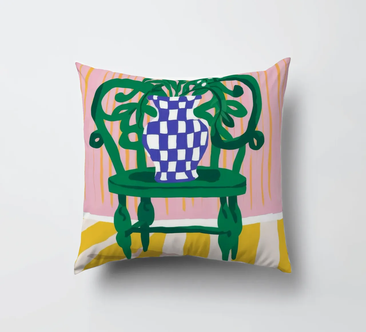 Sedia verde Daisy Dreams cuscino da Muse Artworks