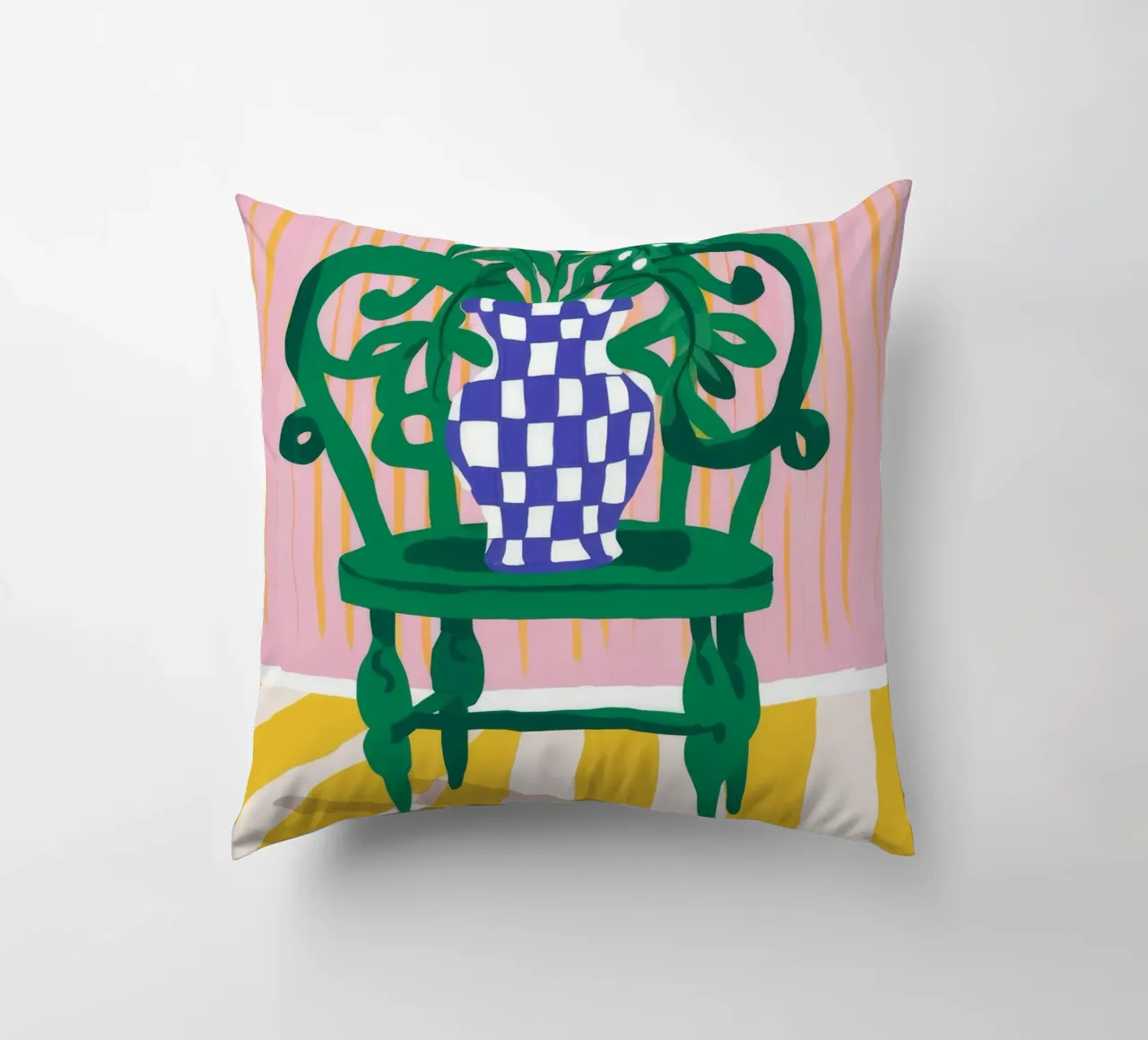 Sedia verde Daisy Dreams cuscino da Muse Artworks