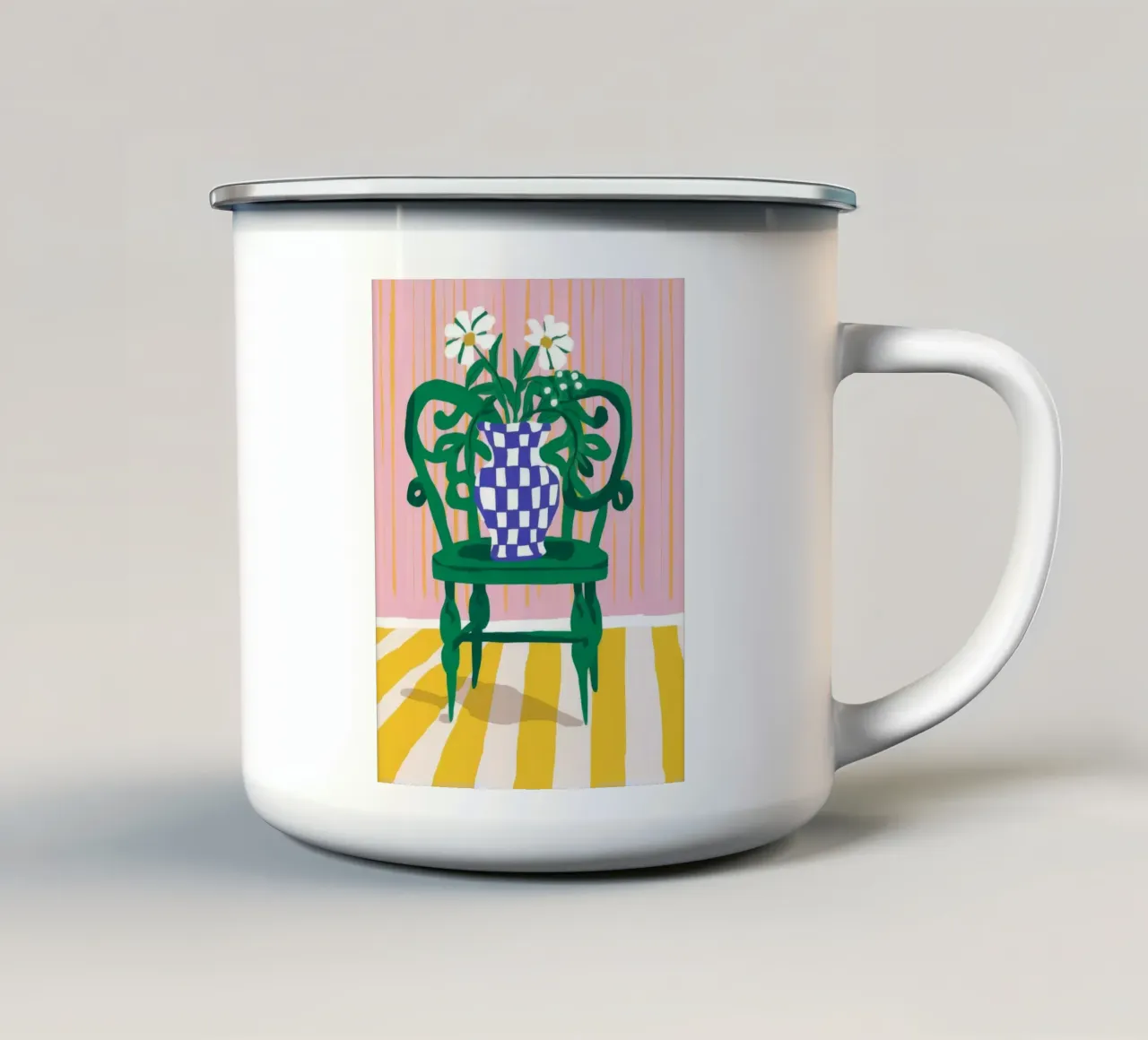 Sedia verde Daisy Dreams tazza in smalto da Muse Artworks