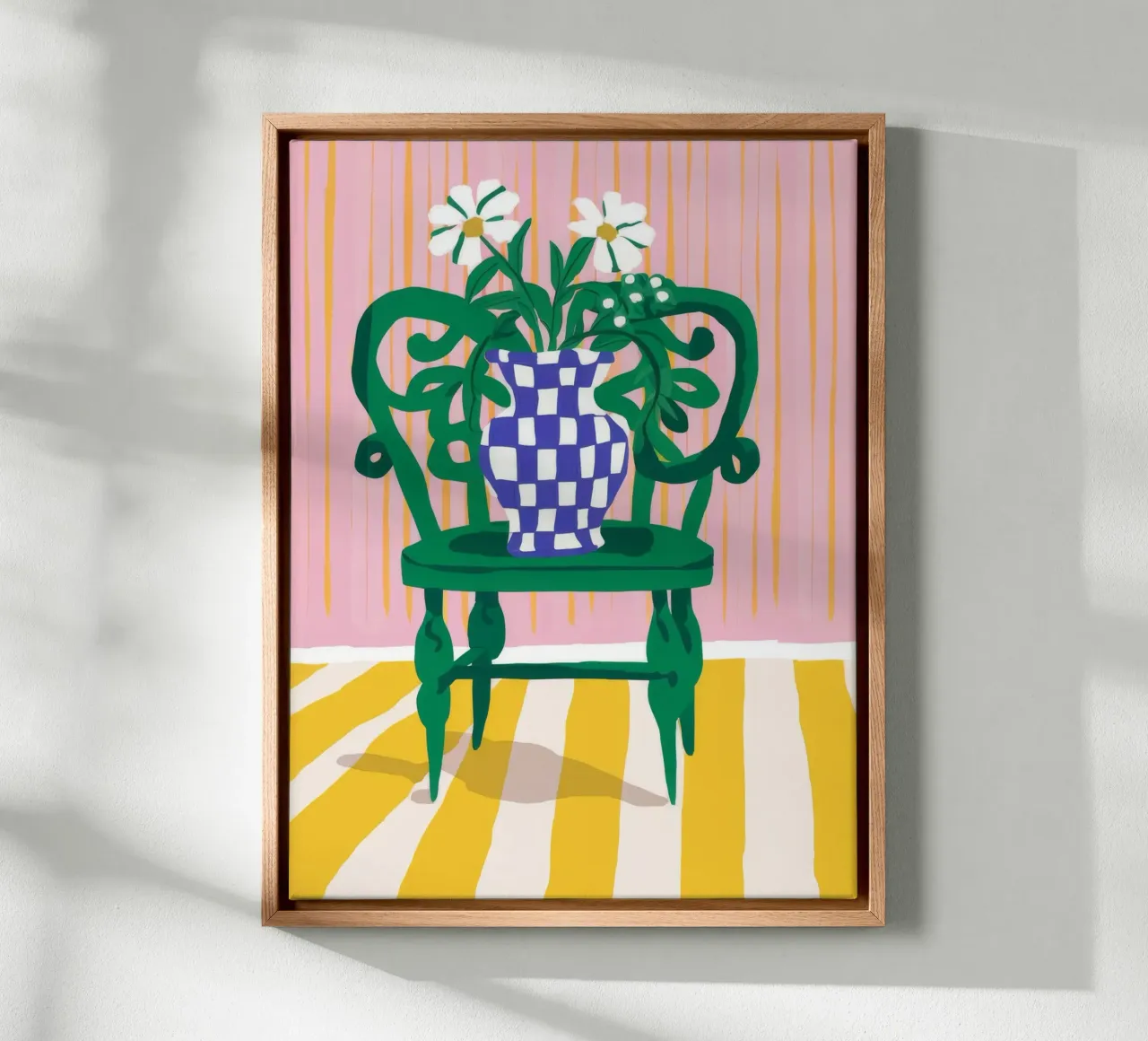 Sedia verde Daisy Dreams tela con Cornice a cassetta da Muse Artworks