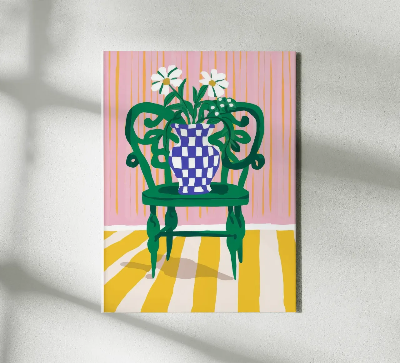 Sedia verde Daisy Dreams tela con Cornice a cassetta da Muse Artworks