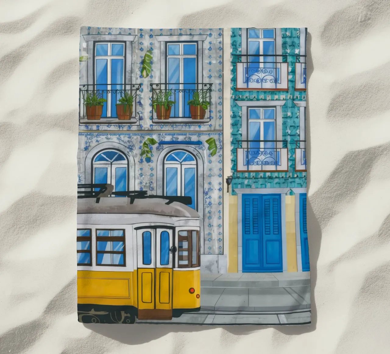 Balcone del tram di Lisbona telo mare da Muse Artworks