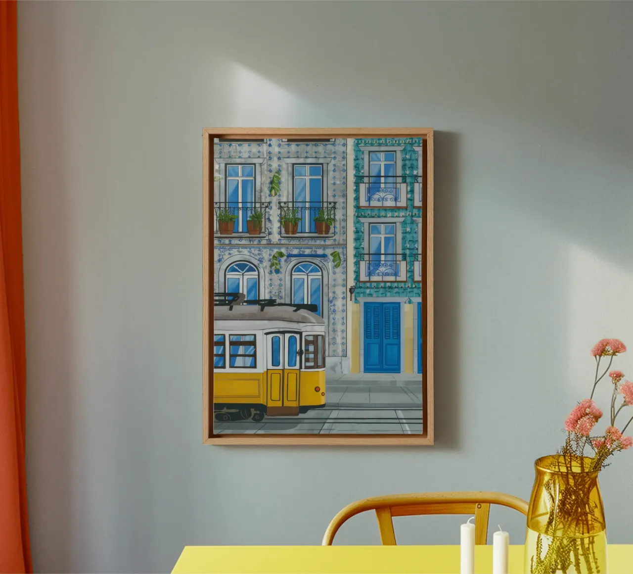 Lisbon Tram Balcony canvas by Muse Artworks