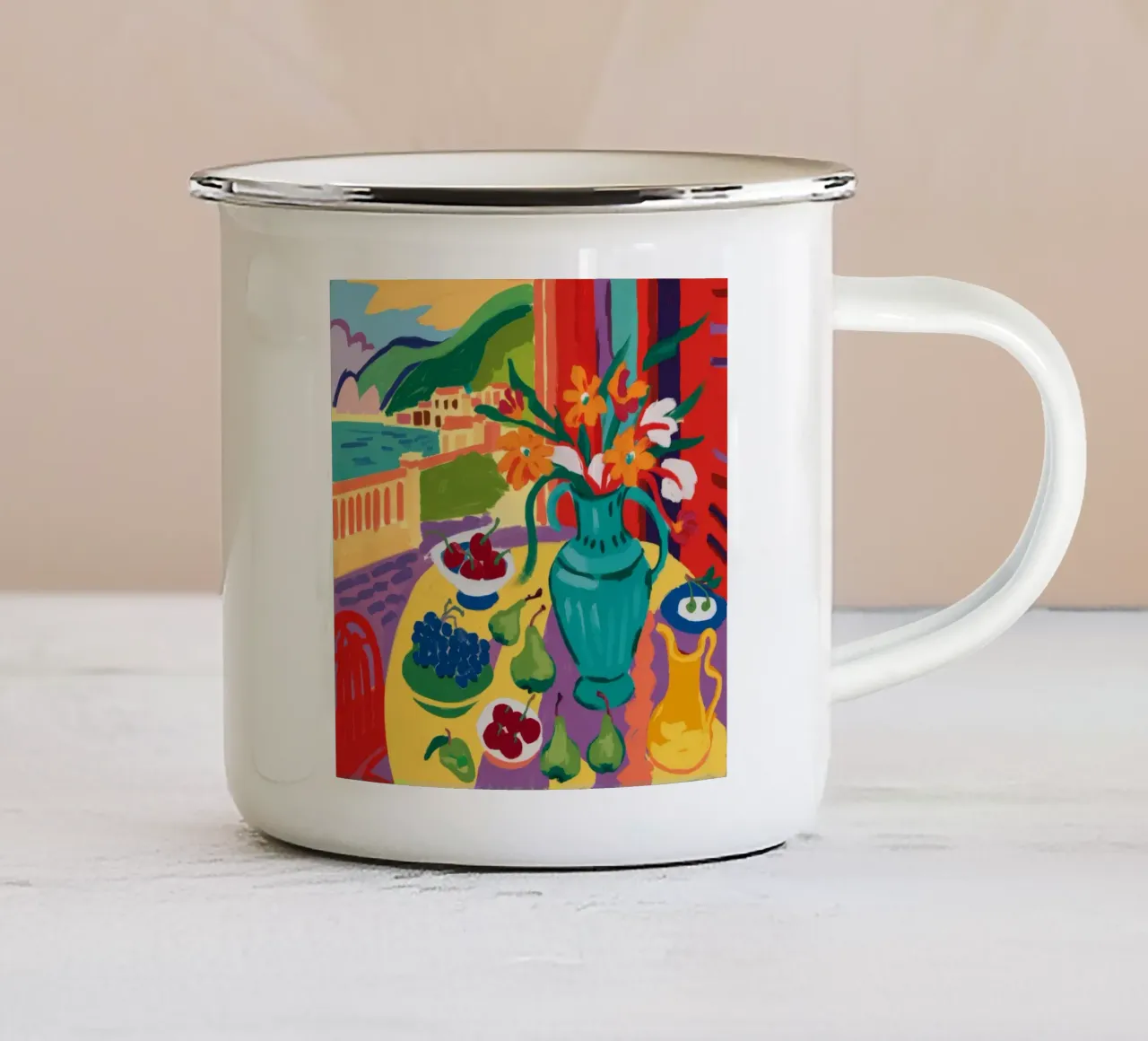 Bacche di brocca turchese tazza in smalto da Stone Decade