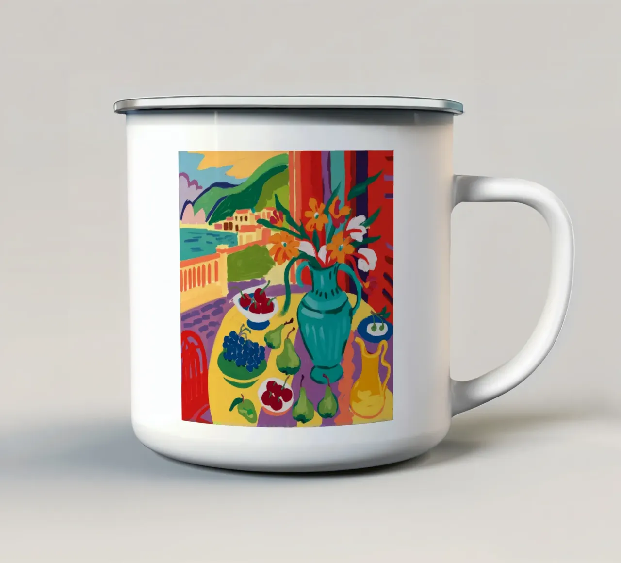 Bacche di brocca turchese tazza in smalto da Stone Decade