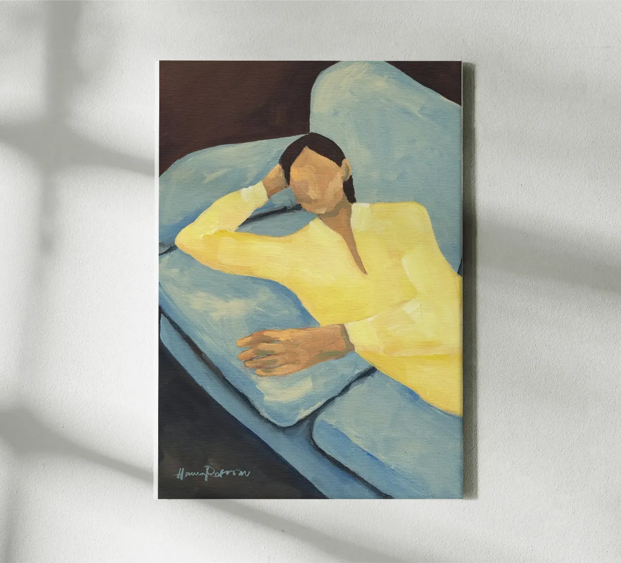 Divano blu Hanna Peterson tela con Cornice a cassetta da Davidprint