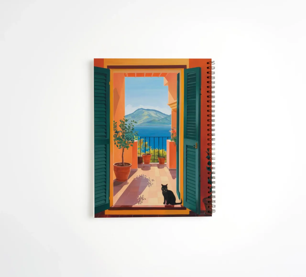 Shuttered Window Cat spiral notebook by FadeAura