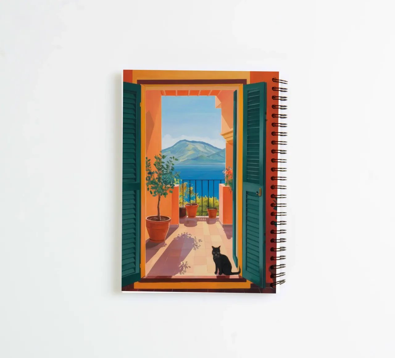 Shuttered Window Cat spiral notebook by FadeAura