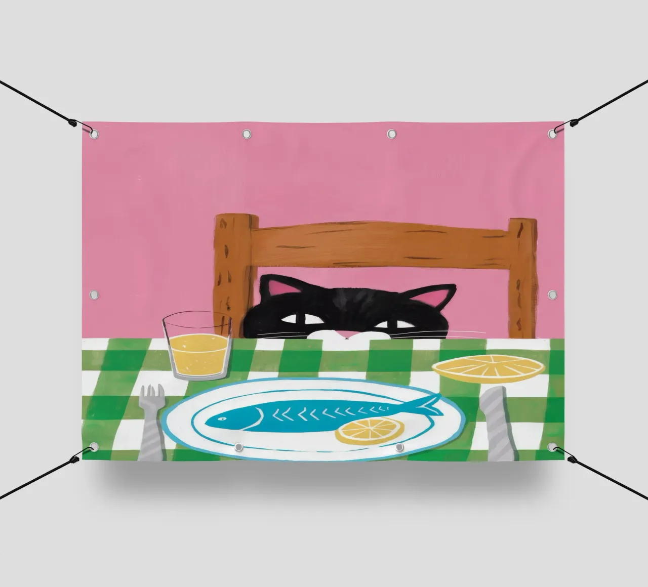 Mangime per pesci felini telo in pvc da Muse Artworks