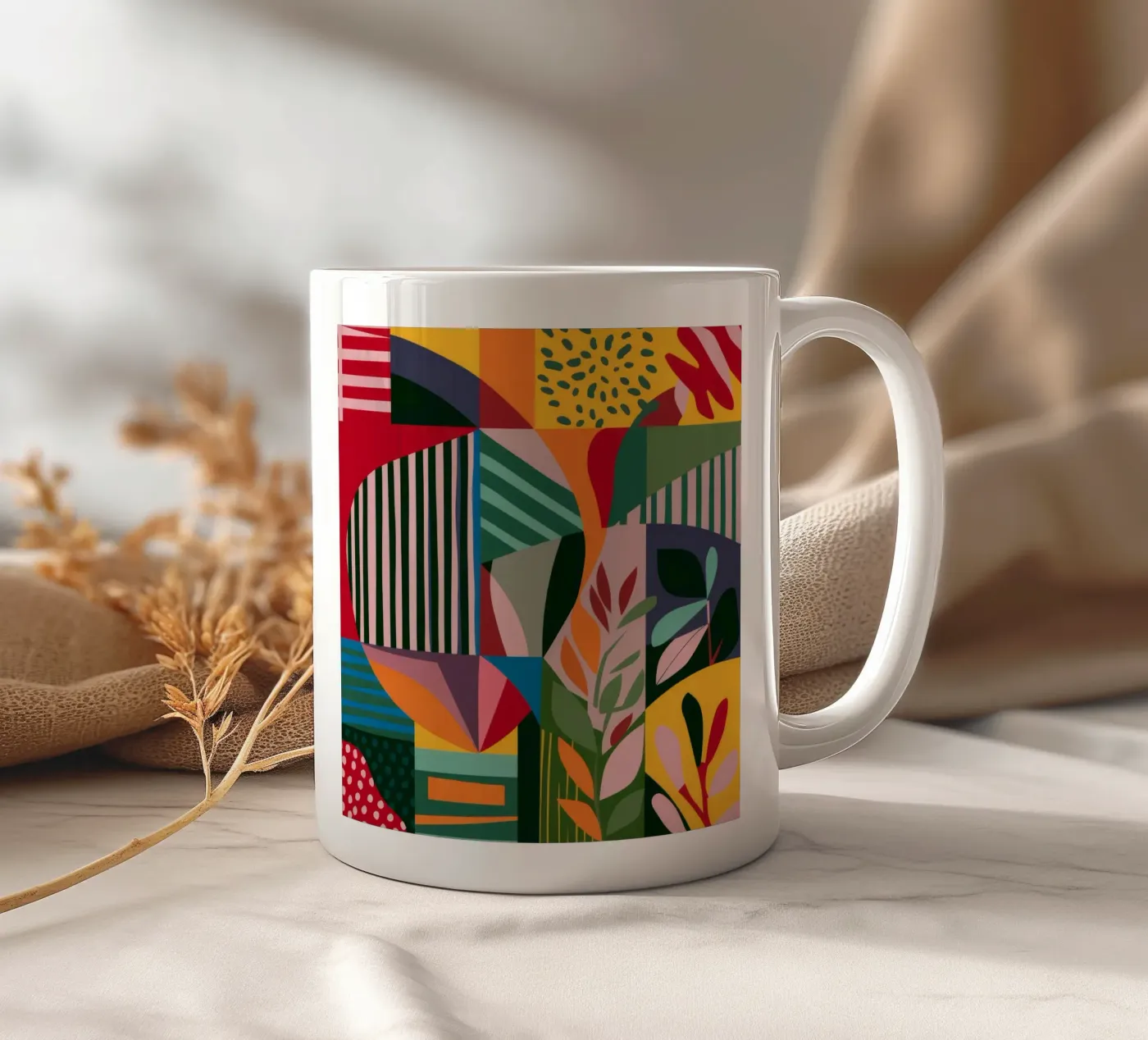 Abstract Patterned Foliage ceramic mug by FadeAura