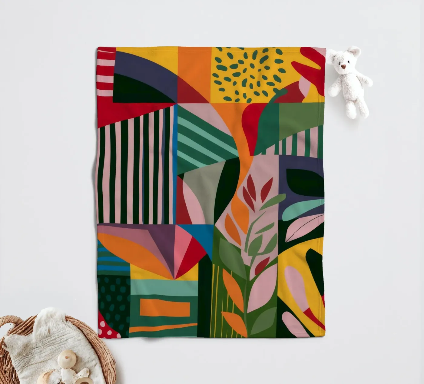 Abstract Patterned Foliage fleece blanket by FadeAura