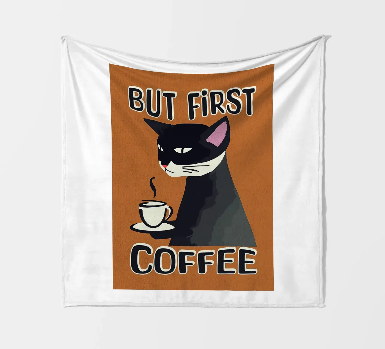 Gatto nero ma primo caffè coperta in pile da Arjun