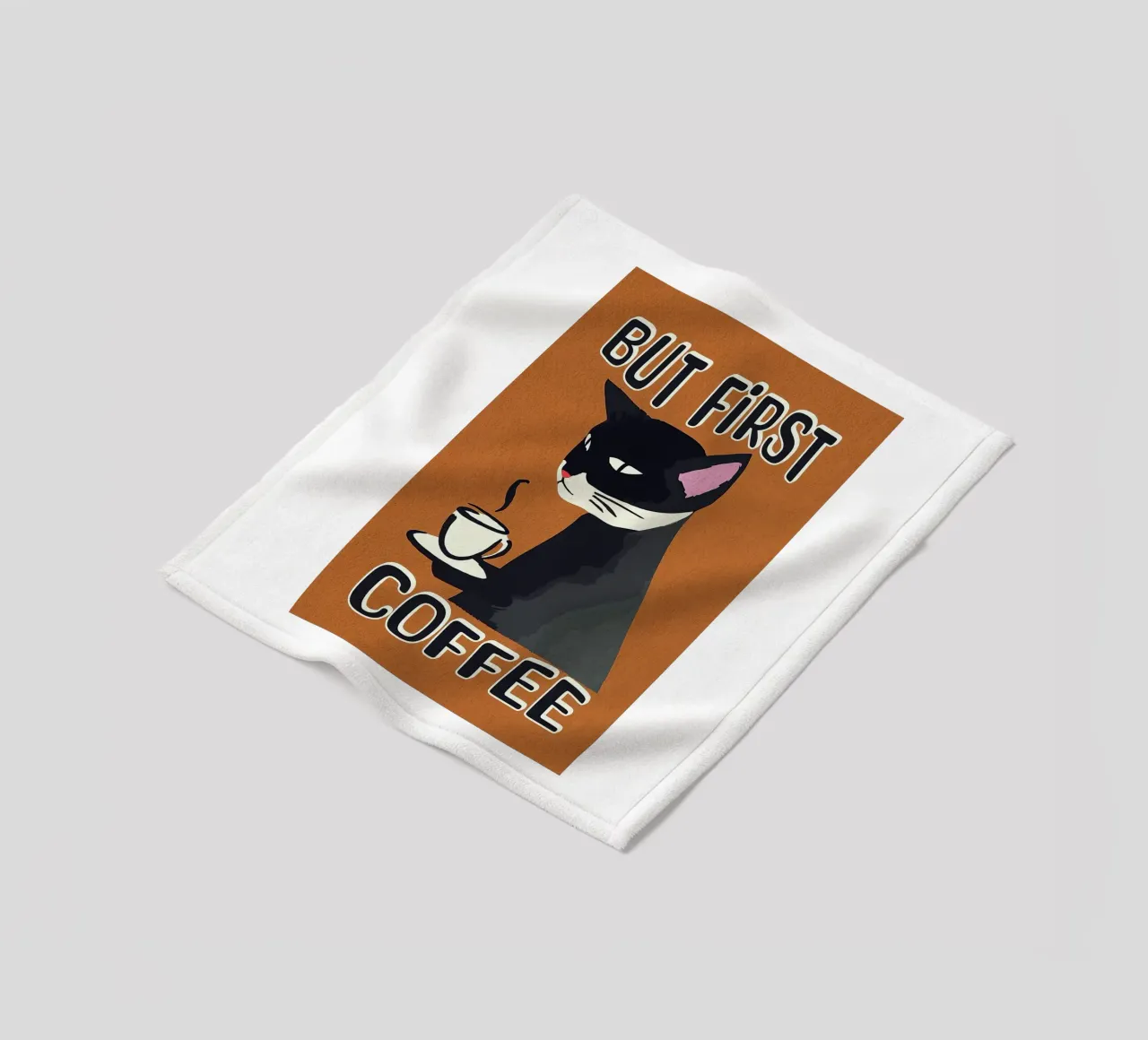 Gatto nero ma primo caffè coperta in pile da Arjun