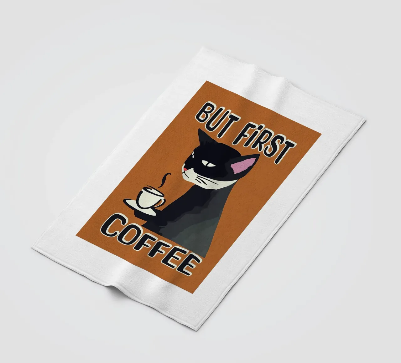 Gatto nero ma primo caffè coperta in pile da Arjun