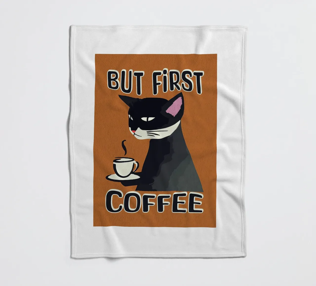 Gatto nero ma primo caffè coperta in pile da Arjun