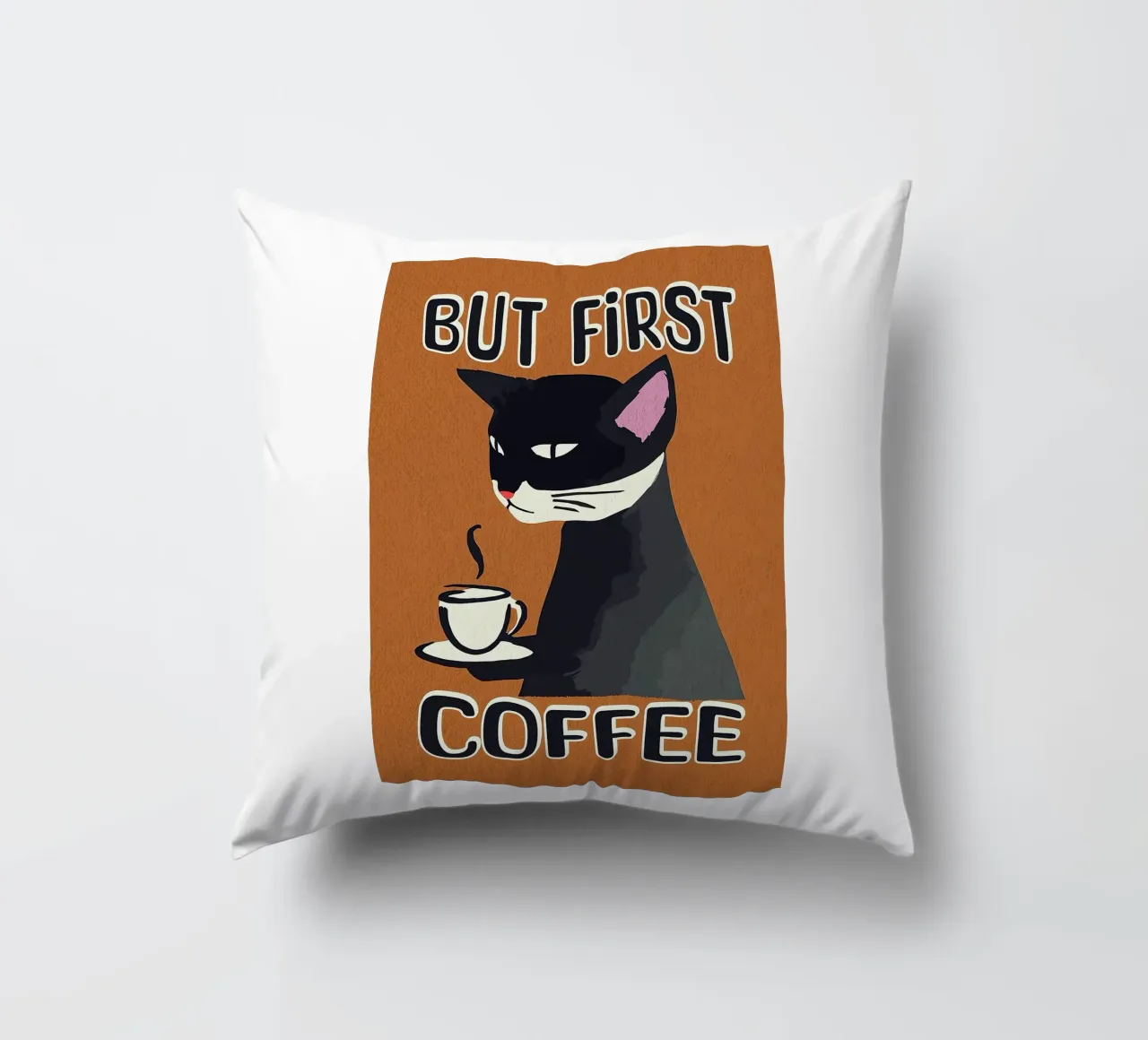 Gatto nero ma primo caffè cuscino da Arjun