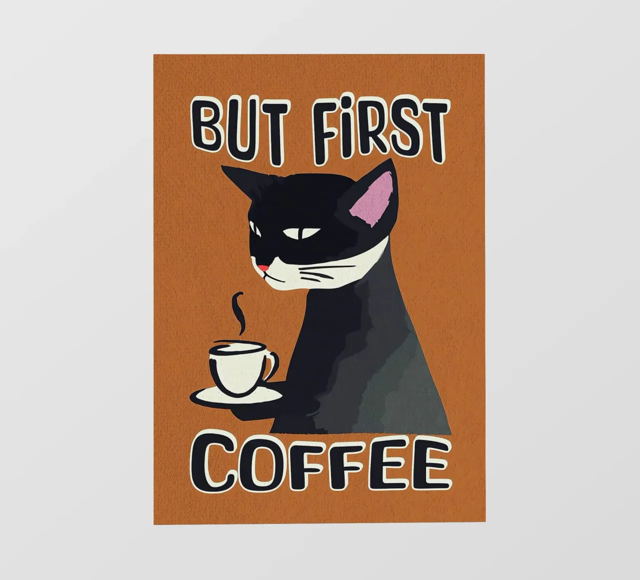 Gatto nero ma primo caffè telo in pvc da Arjun