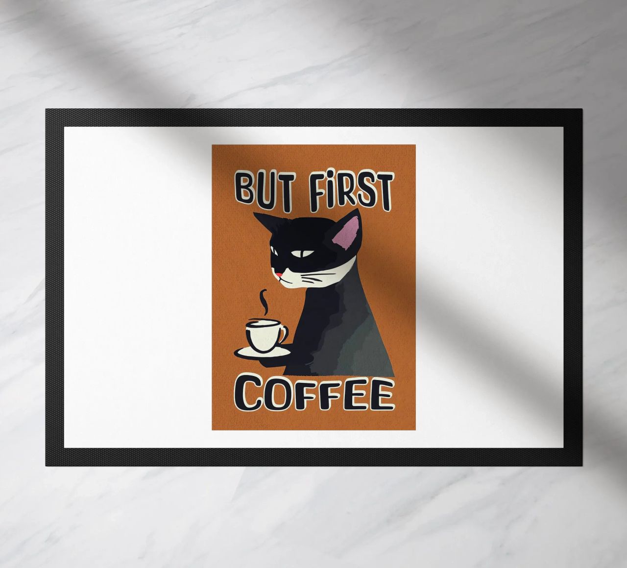 Gatto nero ma primo caffè zerbino da Arjun