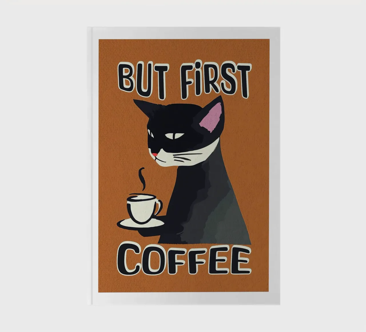 Black Cat But First Coffee notebook by Arjun
