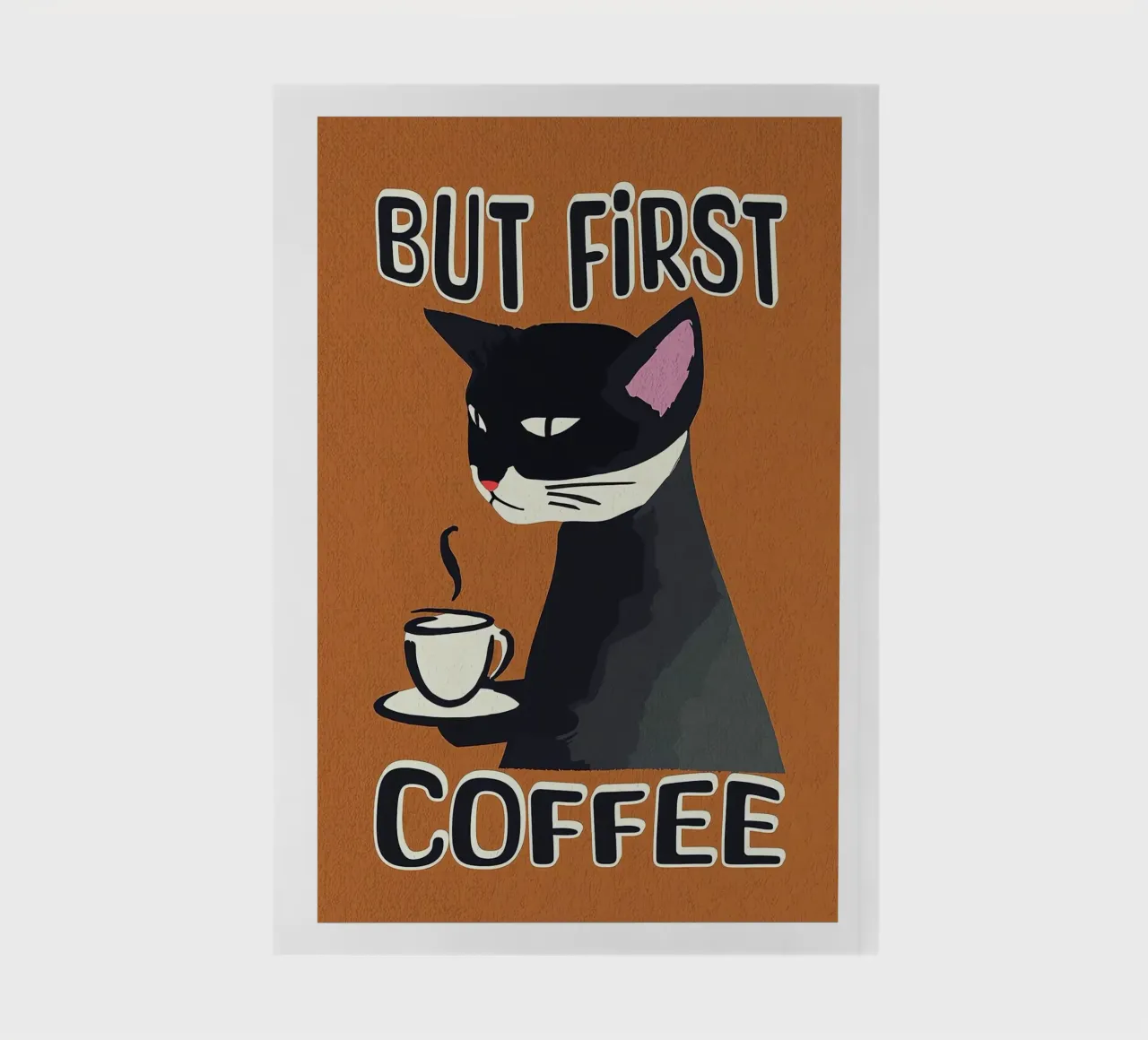Black Cat But First Coffee notebook by Arjun