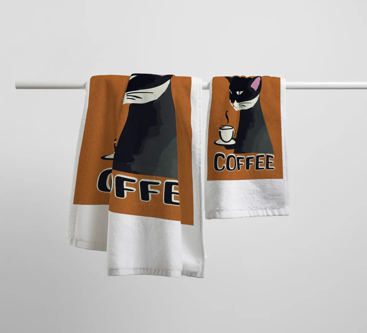 Gatto nero ma primo caffè asciugamano da bagno da Arjun
