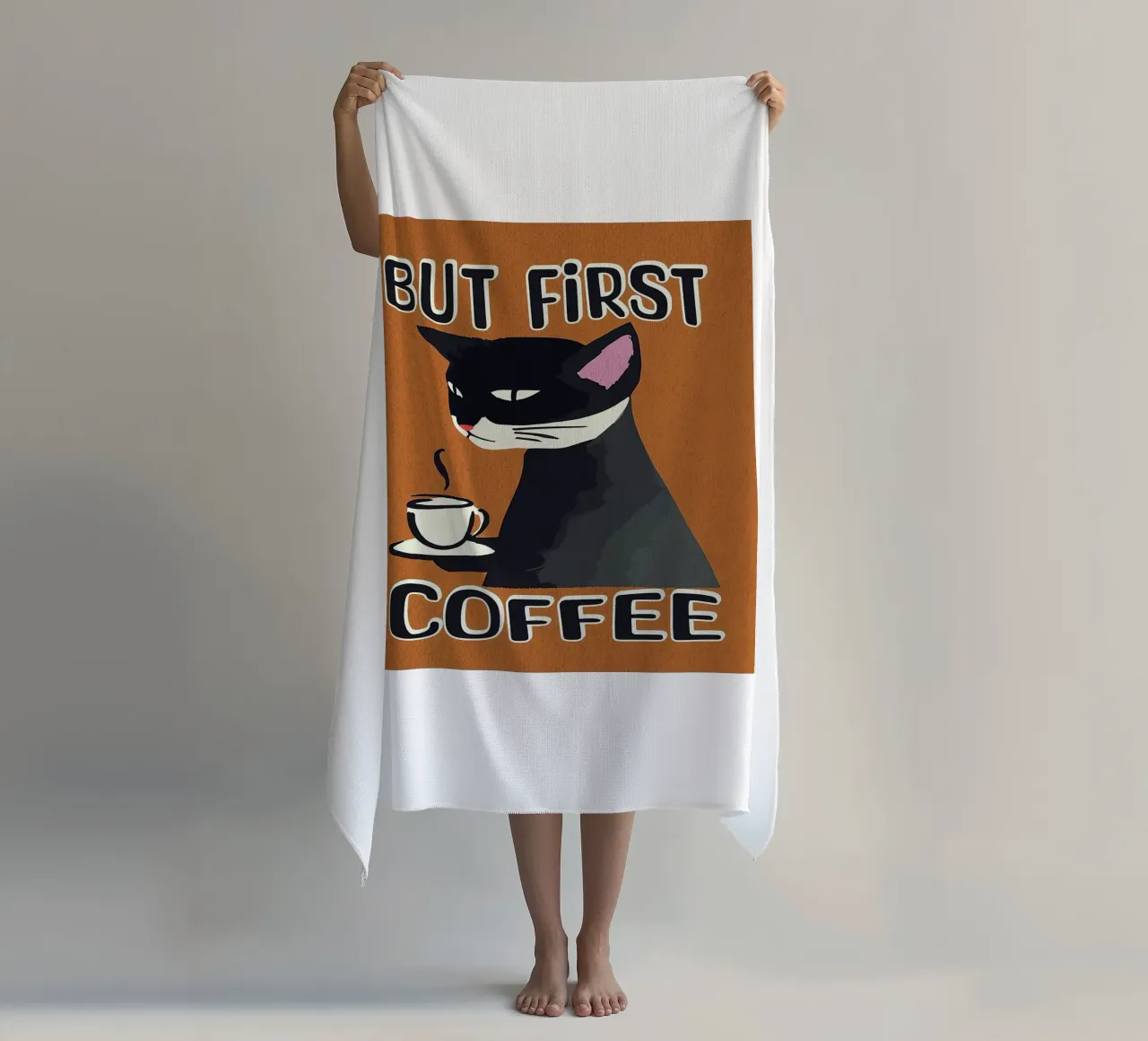 Gatto nero ma primo caffè telo mare da Arjun