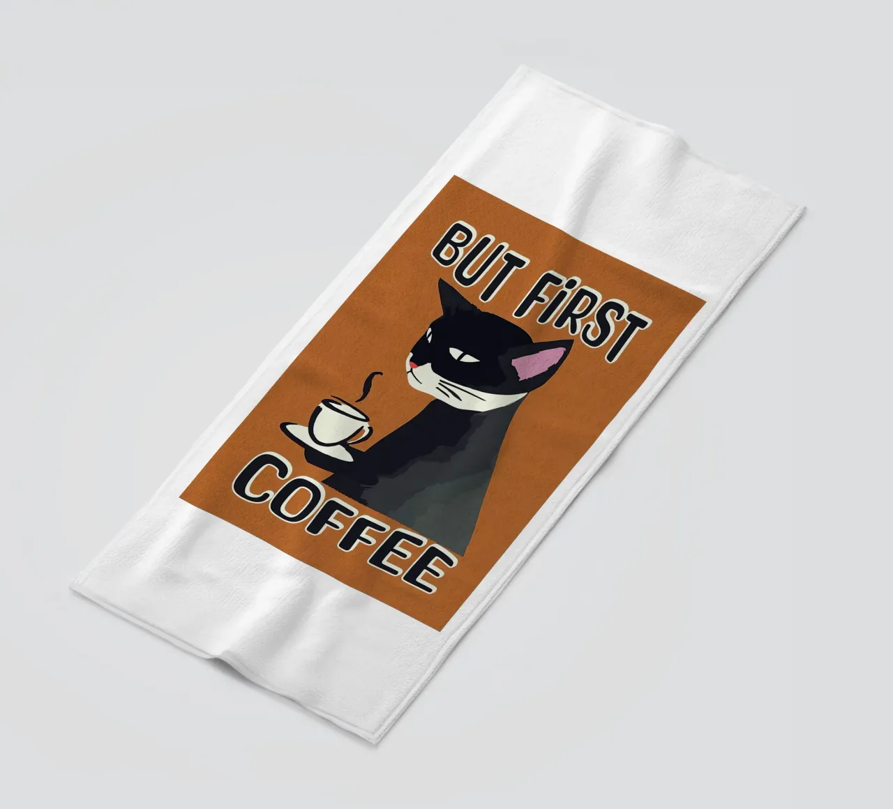 Gatto nero ma primo caffè telo mare da Arjun