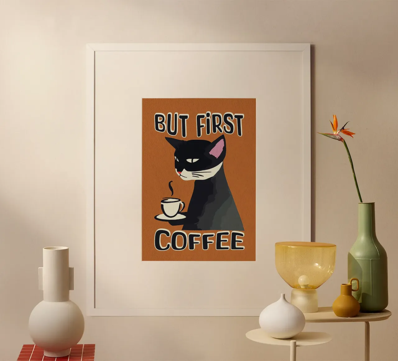 Gatto nero ma primo caffè poster da Arjun