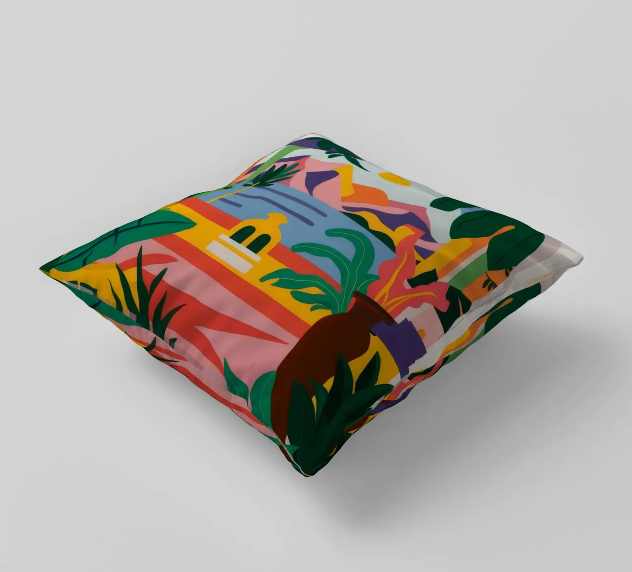 Arched Palm Vista decorative cushion by Muse Artworks