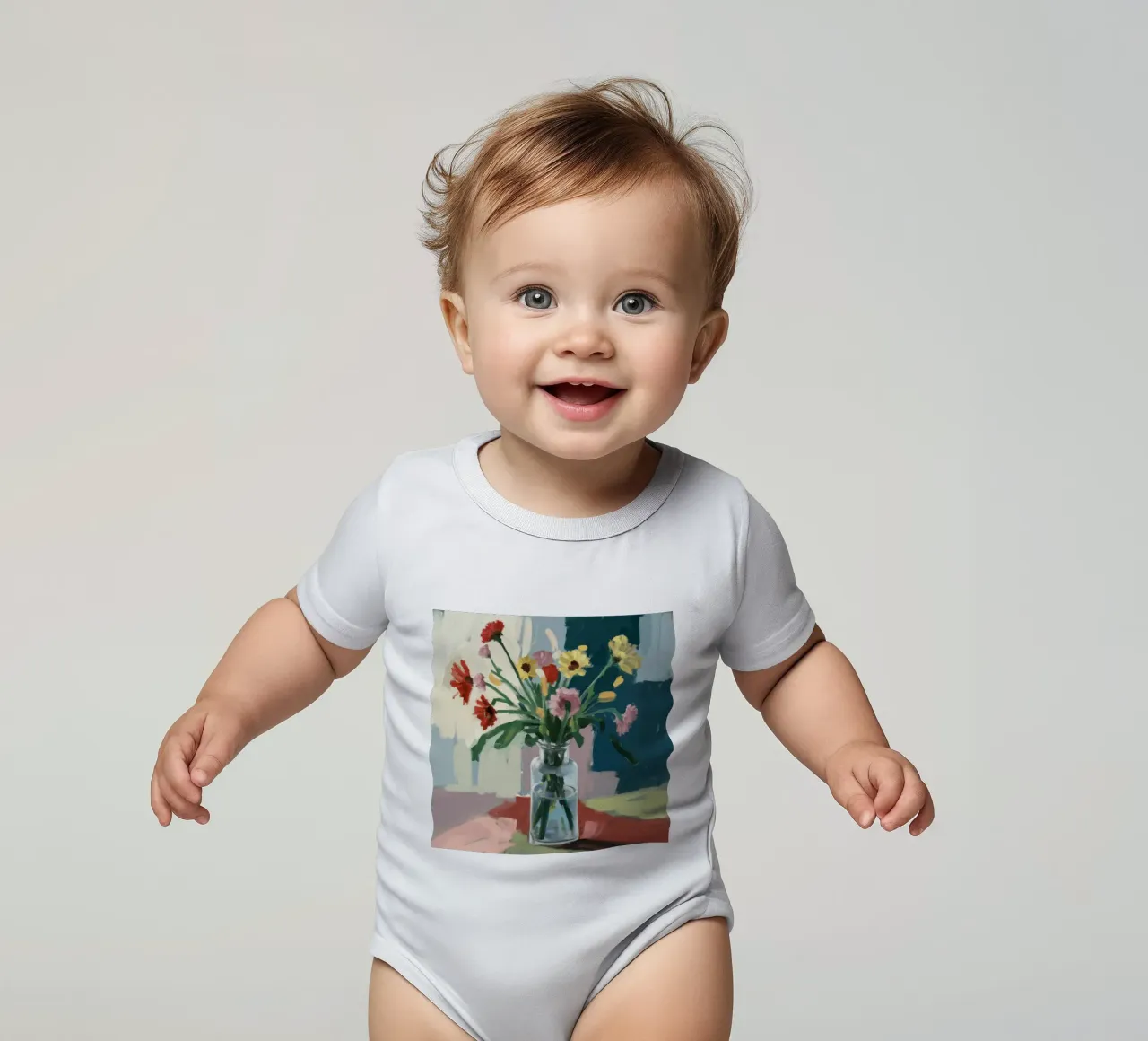Vaso trasparente Moody Blooms body neonato maniche corte da Stone Decade