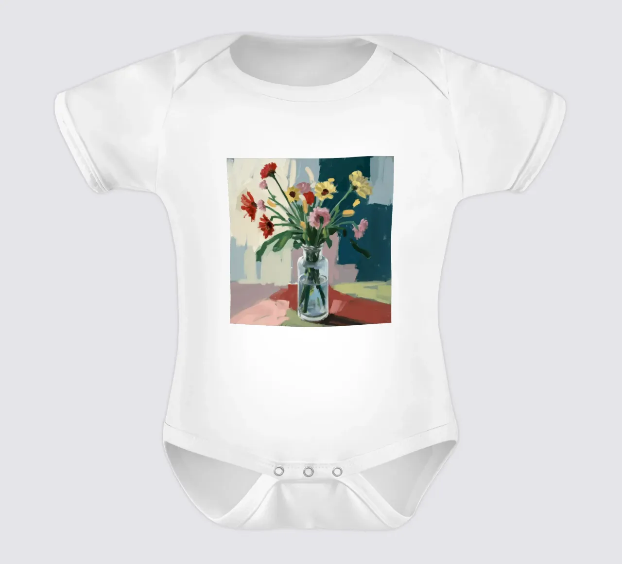 Vaso trasparente Moody Blooms body neonato maniche corte da Stone Decade