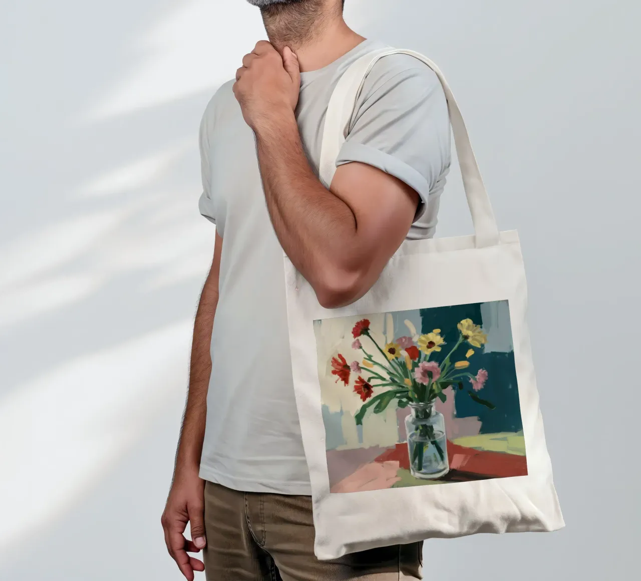 Vaso trasparente Moody Blooms borsa in juta da Stone Decade