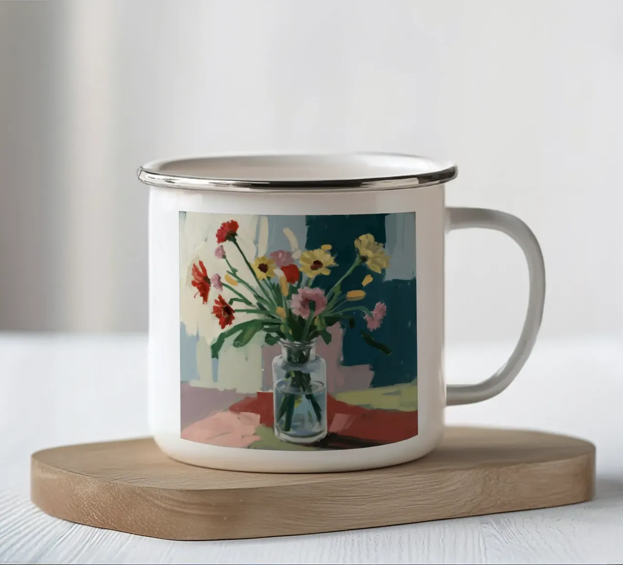 Klare Vase Moody Blooms Emaille Tasse von Stone Decade