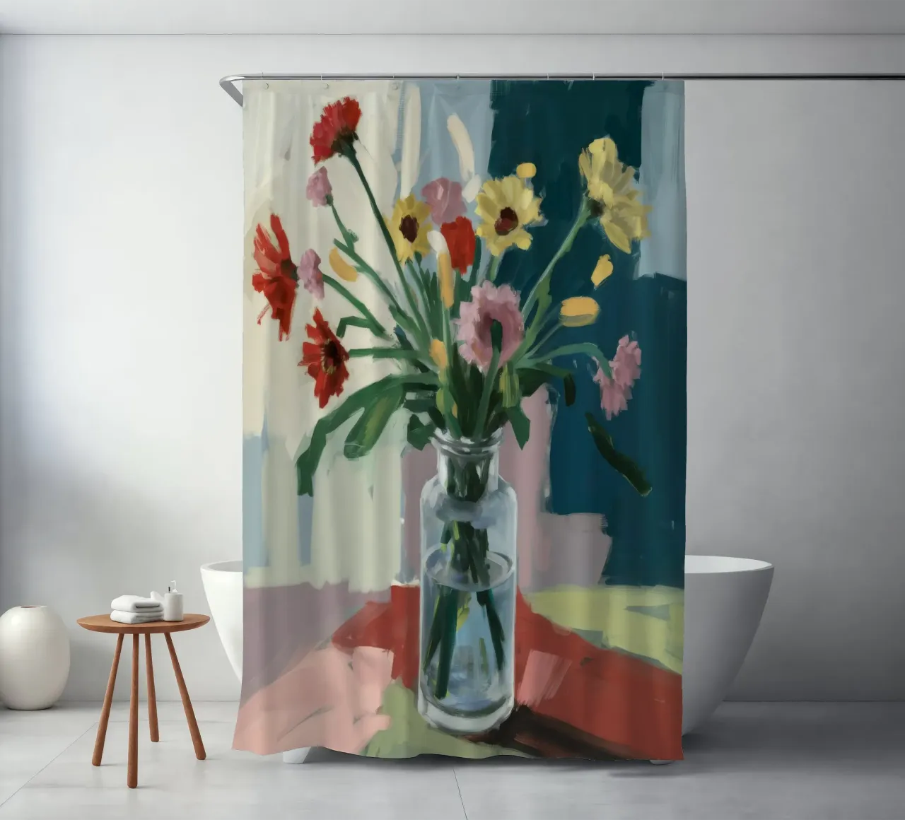 Vaso trasparente Moody Blooms tenda da doccia da Stone Decade
