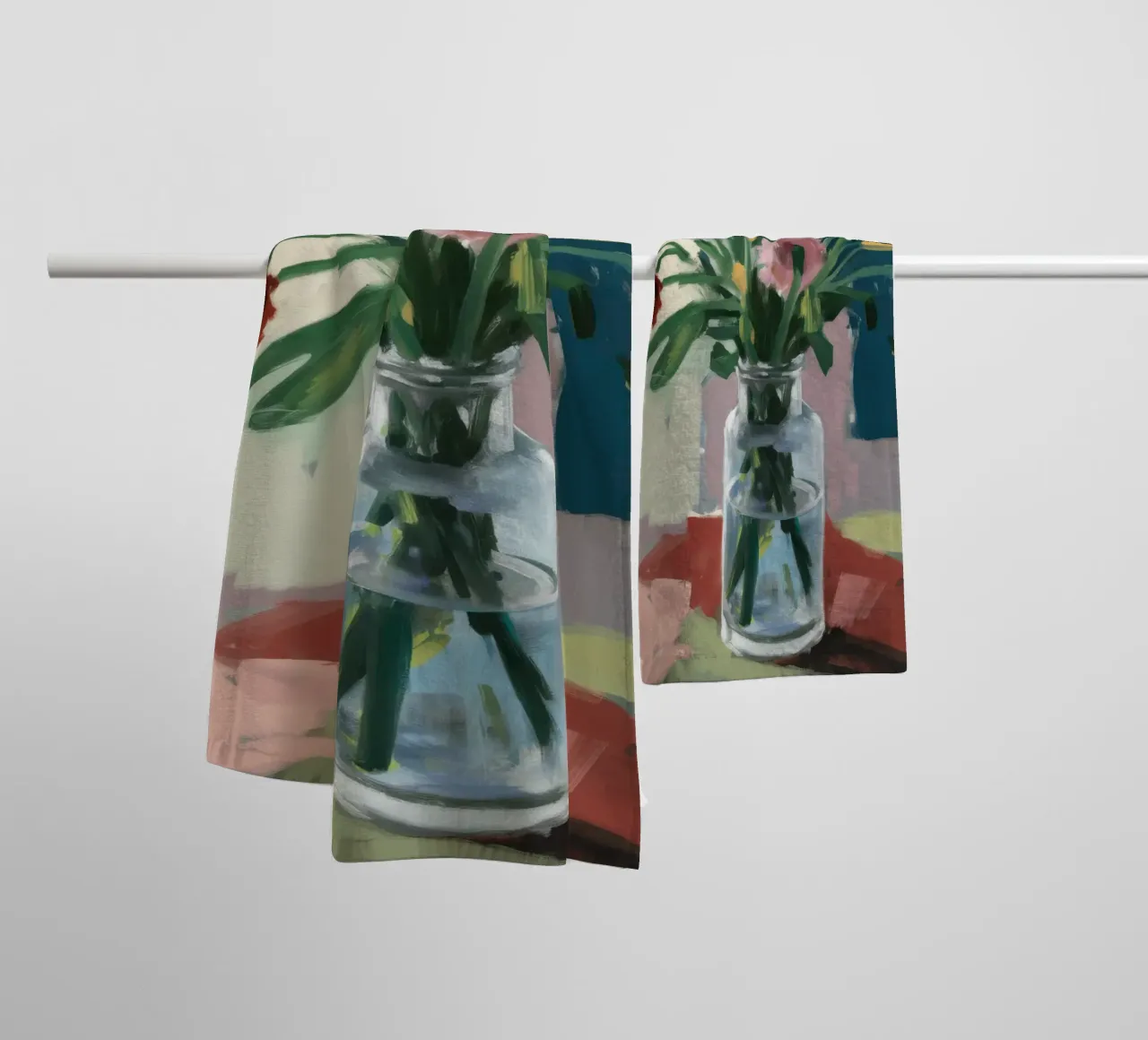 Vaso trasparente Moody Blooms asciugamano da bagno da Stone Decade