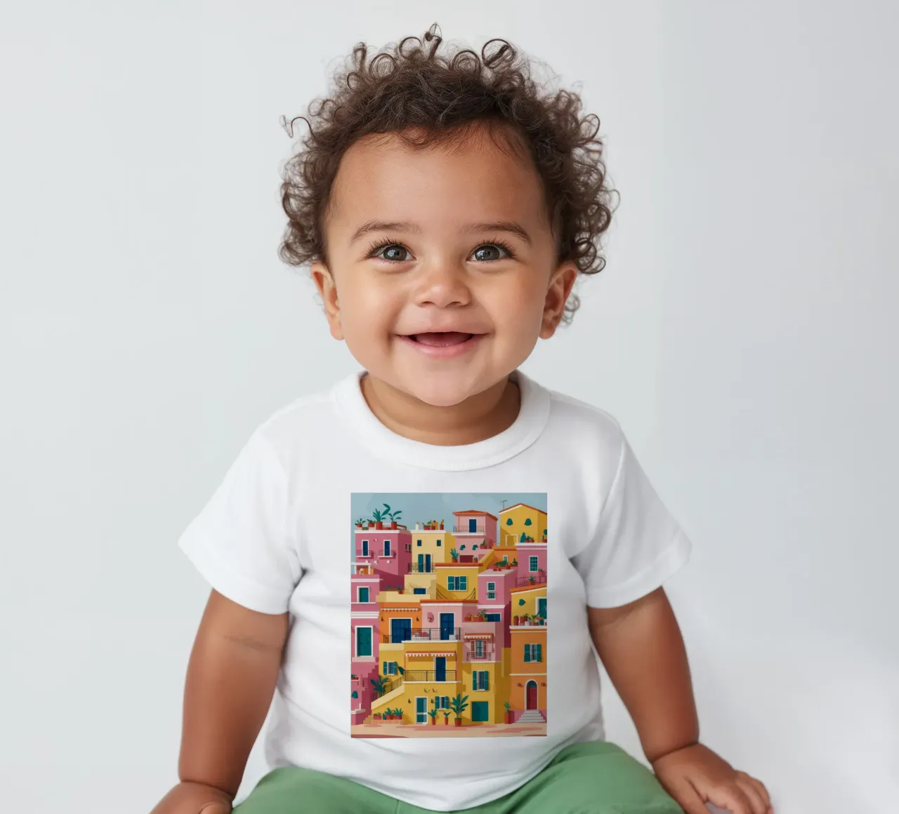 Village coloré à flanc de colline t-shirt pour bébé de Muse Artworks