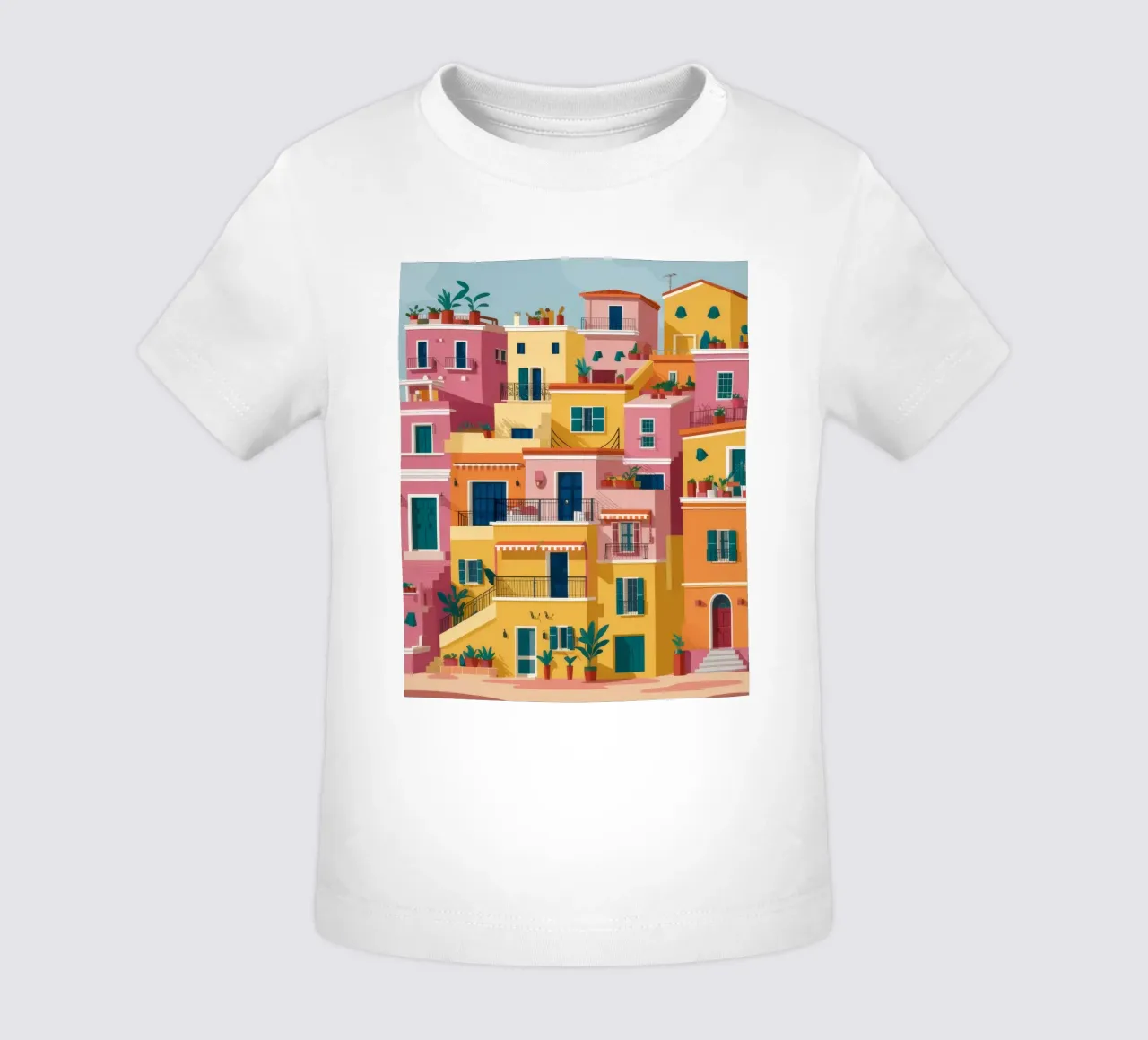 Village coloré à flanc de colline t-shirt pour bébé de Muse Artworks