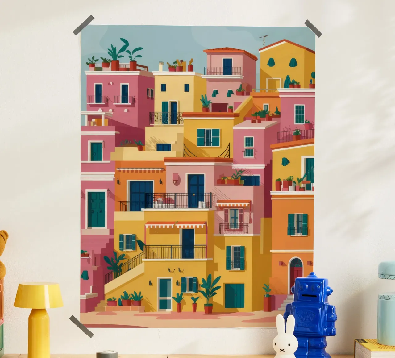 Buntes Dorf am Hang Hahnemühle von Muse Artworks