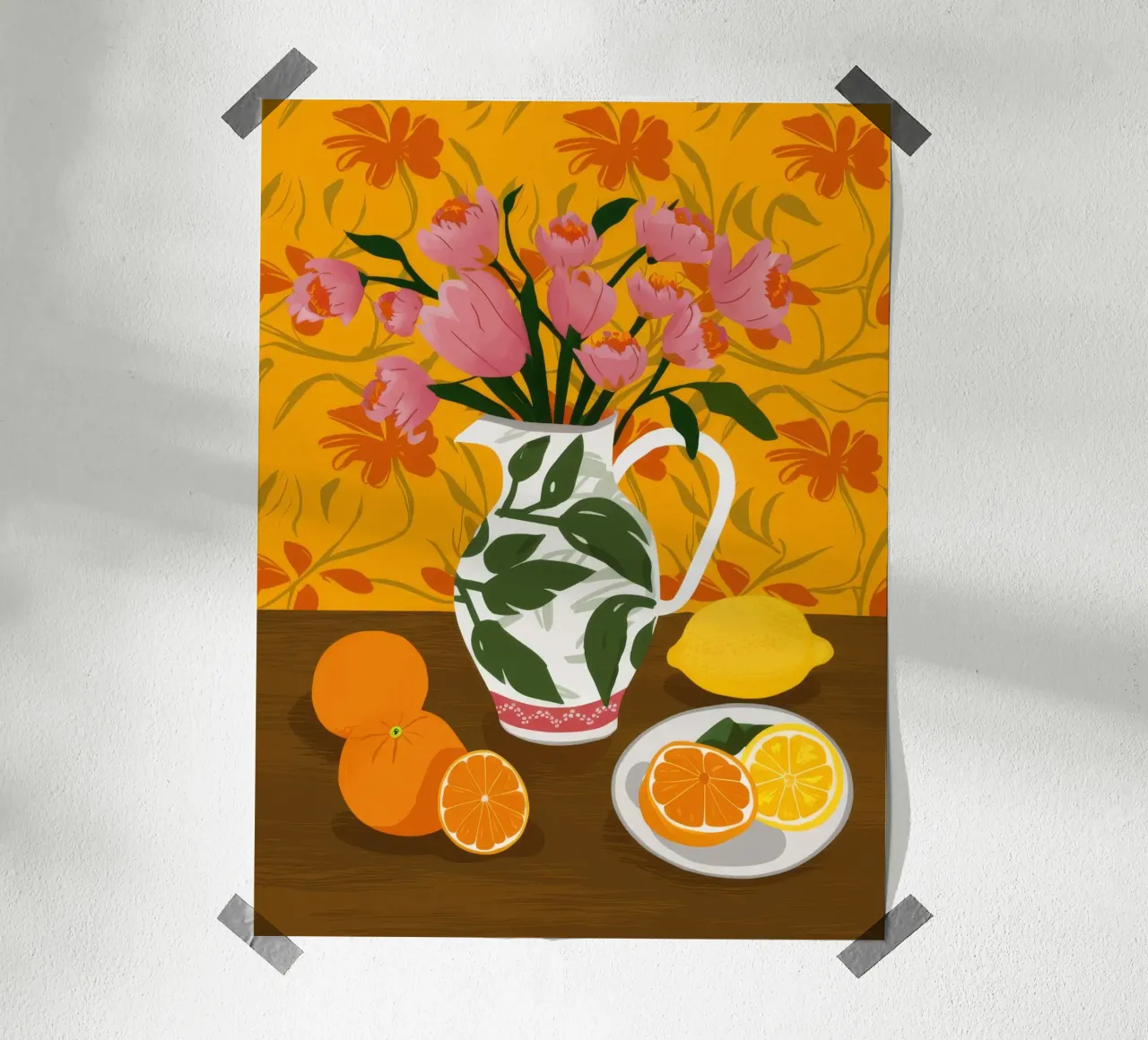 Medley di arance e limoni poster con telaio in legno da Stone Decade