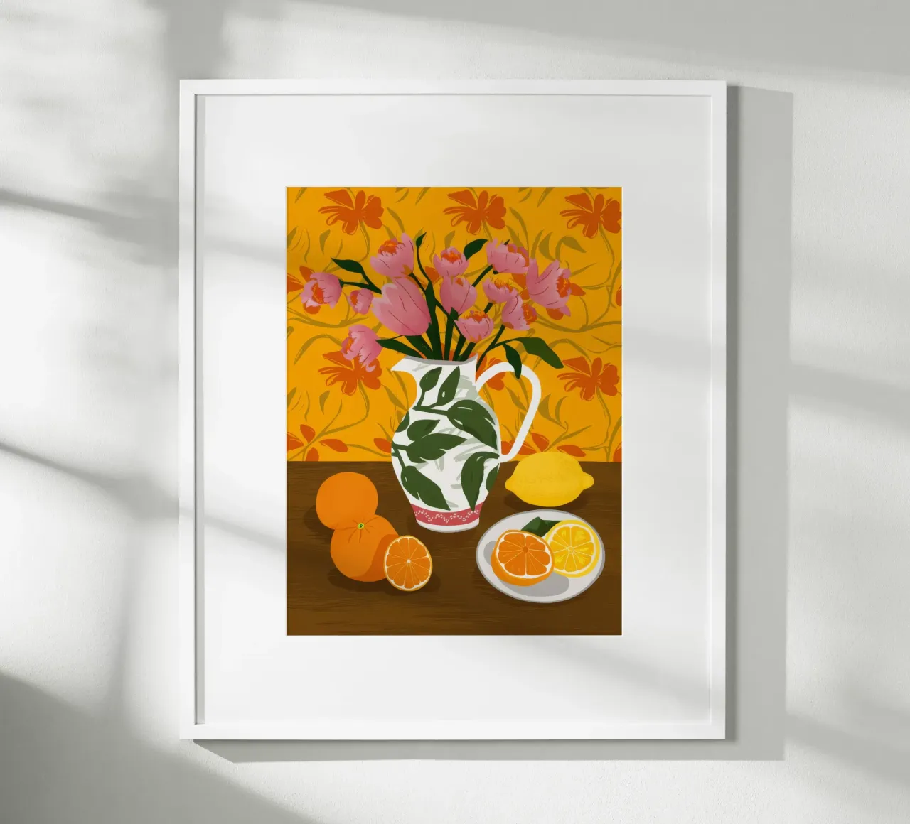 Medley di arance e limoni poster con telaio in legno da Stone Decade