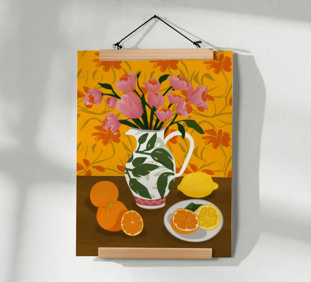 Medley di arance e limoni poster con telaio in legno da Stone Decade